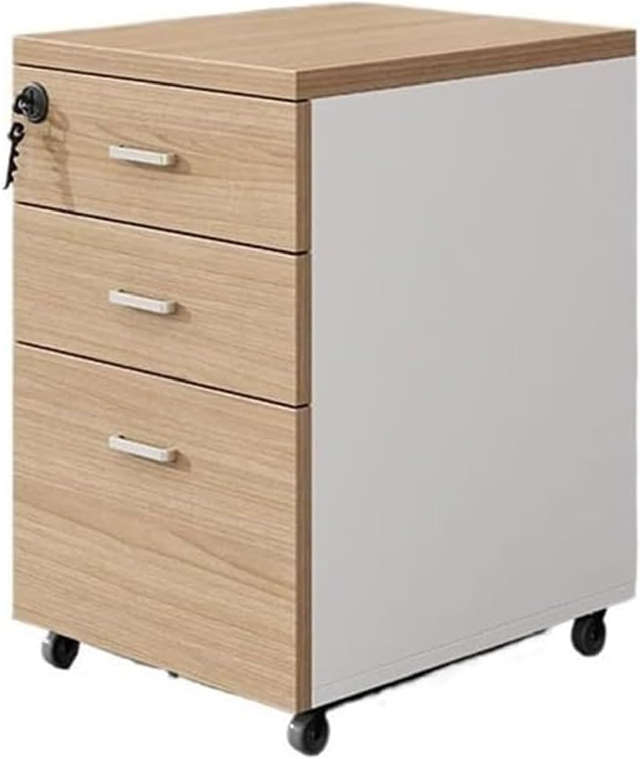 3-Drawer Filing Cabinet with Lock and Movable, Suitable for Home and Office Use(Bruin)