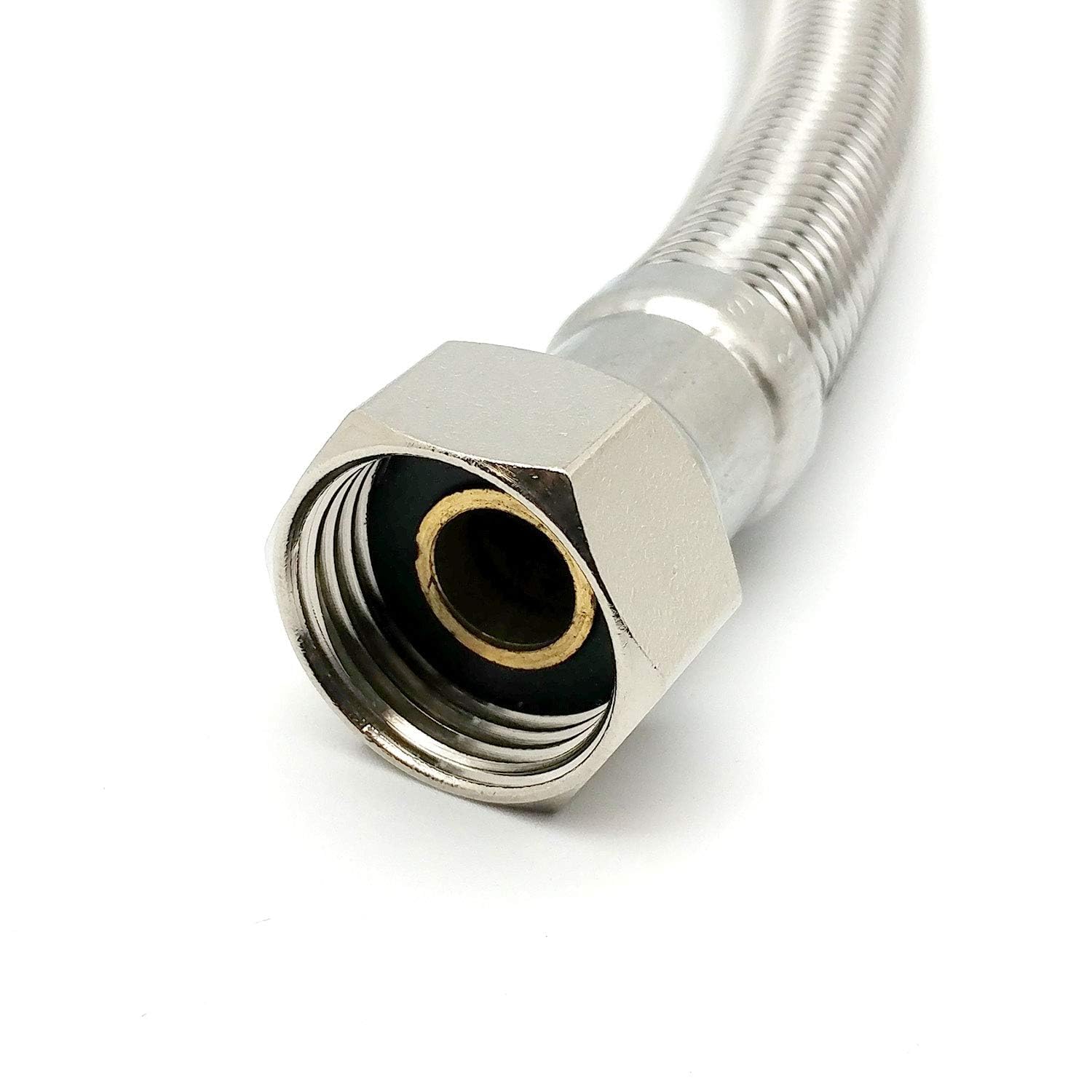 Xcel Home 300mm x 1/2" x 1/2" BSP (12.5mm Inner bore) Flexible Pipe Connector, Silver - Image 4