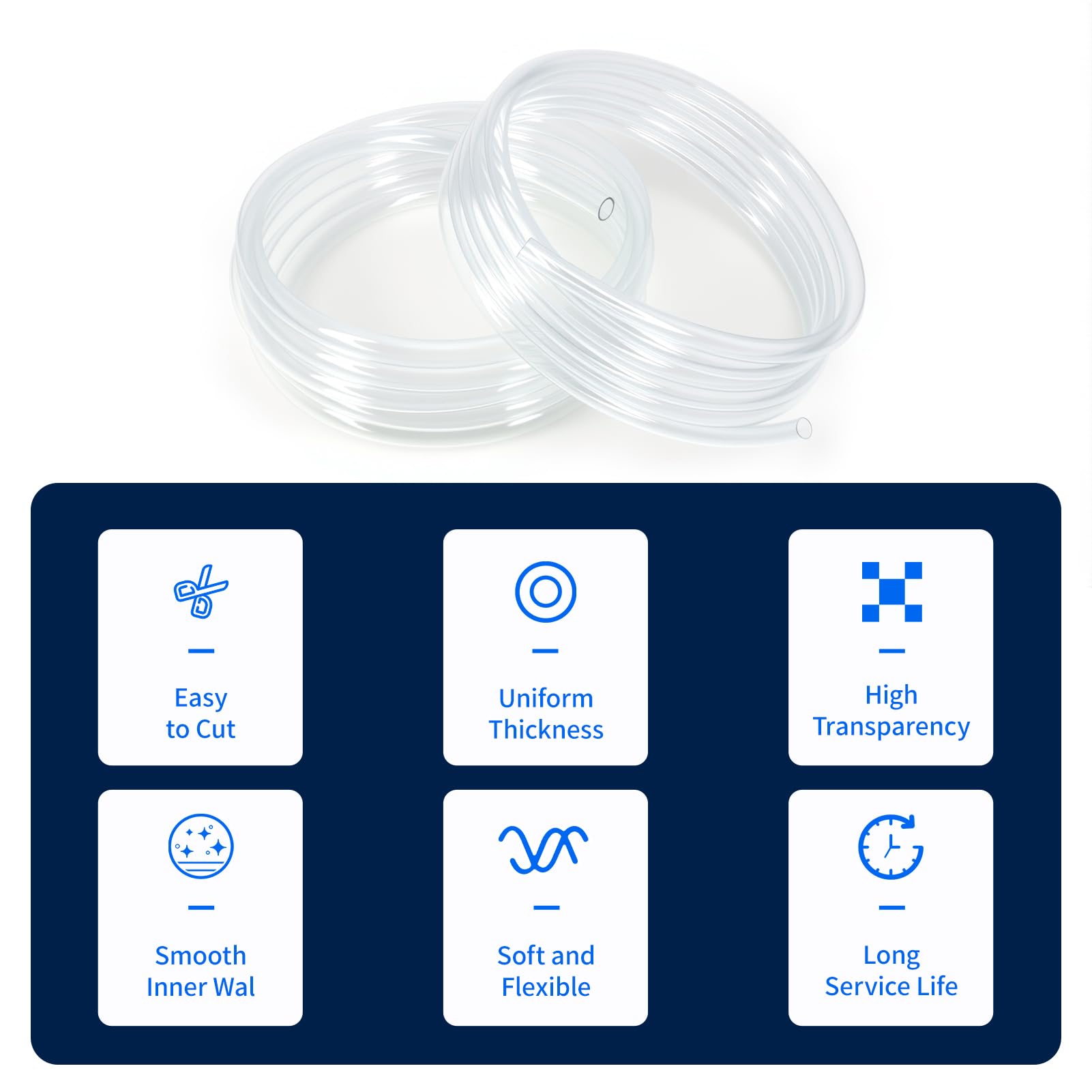 Tuyau Flexible en PVC de 16 x 18 mm, Tube en Plastique Transparent de 5 Mètres, Tuyau à Paroi Mince d'une Épaisseur de Paroi de 1 mm pour Applications Basse Pression