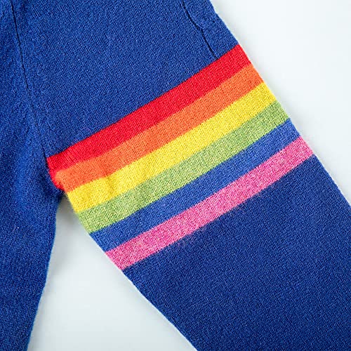 BEYOND FASHION Unisex Girls' and Boys' 100% Cashmere Sweater Pullover Rainbow Stripe Long Sleeve3