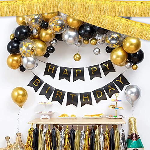 6 Pack 10 Feet Foil Fringe Garland Metallic Tinsel Banner Wall Hanging Curtain Streamers Backdrop For Parade Floats Bachelorette Wedding Birthday Party Thanksgiving Christmas Decorations(Gold) #TOP2