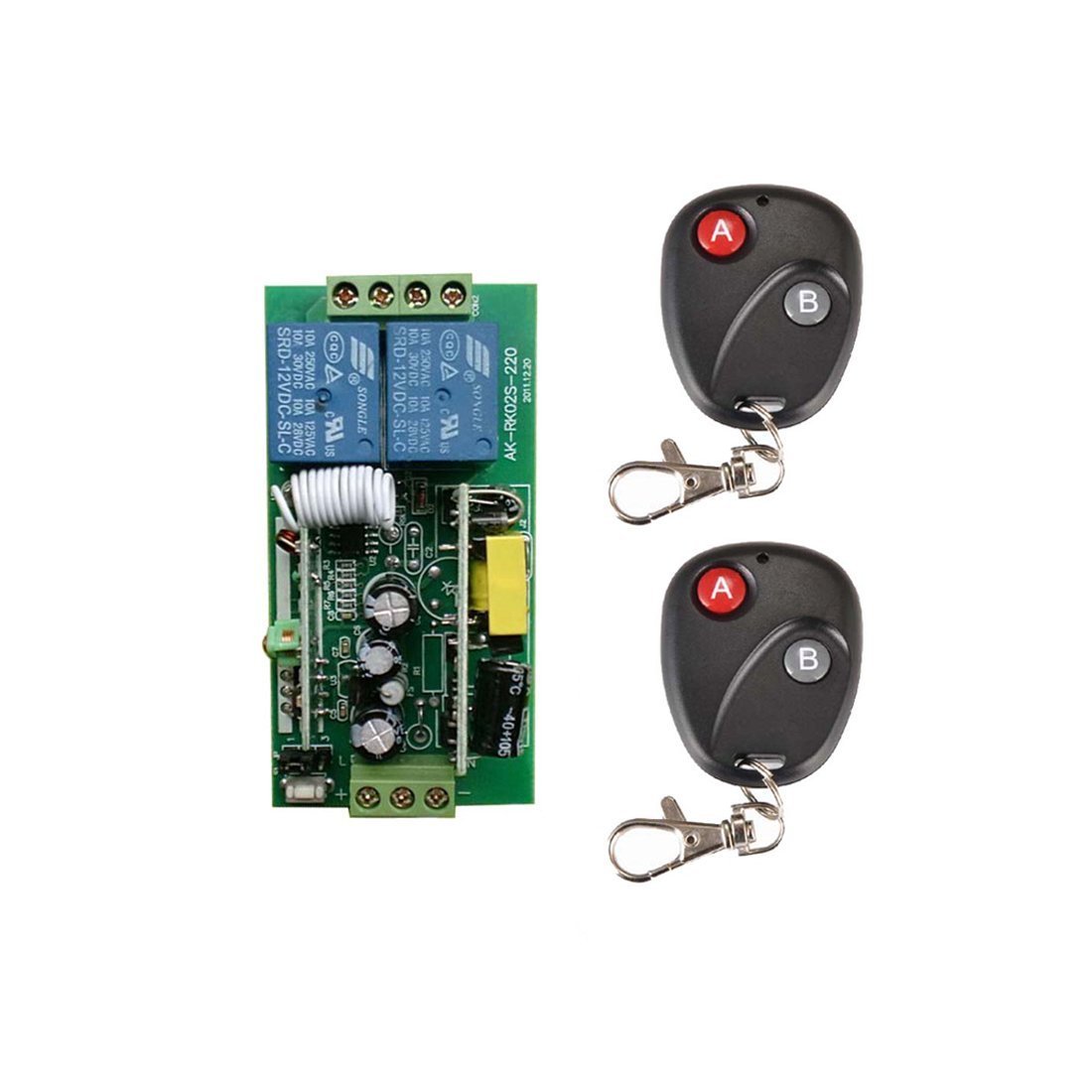 110 V 220 V CA 2 canales 10 A 1000 W, interruptor remoto por radiocontrol, transmisor y receptor, interruptor eléctrico, mando a distancia inalámbrico