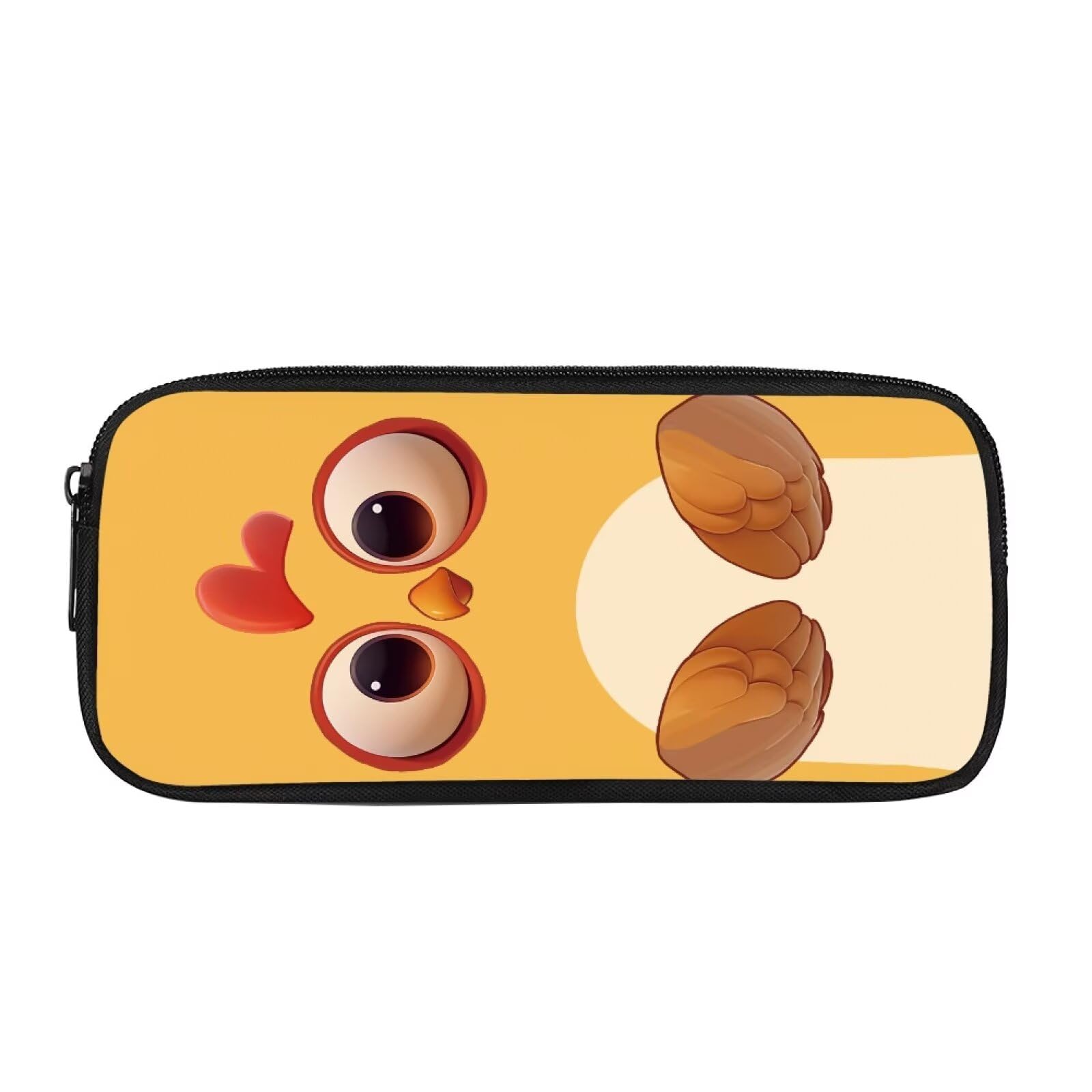 HUGS IDEA Cute Chick Face Pencil Box Lovely Print Pencil Pouch Spacious Zipper Stationery Holder Portable Pen Bag for Toddler Girls Preschool Students School Home Office Storage