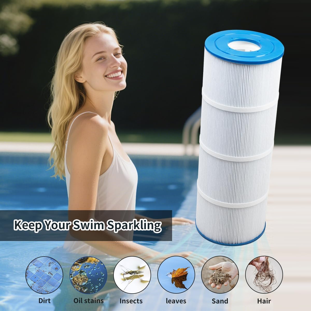 Paquete de 4 Cartuchos de Filtro de Repuesto para SwimClear C3025, C3030, PA 81, C-7483, FC-1225, FC-6425, Ultral-A3 Filtro para Piscina de SPA