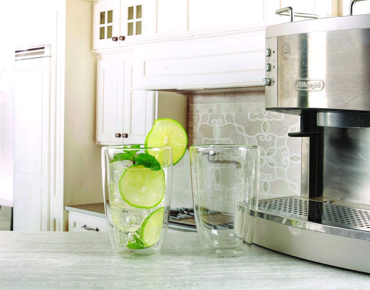 CirclewareThermax Double Wall Insulated Drinking Glasses, Set of 2, Glassware Beverage Set, Home Kitchen Entertainment Ice Tea Cups for Water, Juice, Milk, Beer, Farmhouse Decor, 15.6 oz, Clear