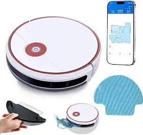 Aspirador de Pó Robô 3 em 1, Robo Aspirador e Passa Pano, Carregamento AutomáTico, App Inteligente，Selecione a Rede WIFI de 2,4 GHz (branco)