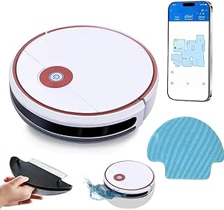 Aspirador de Pó Robô 3 em 1, Robo Aspirador e Passa Pano, Carregamento AutomáTico, App Inteligente,Selecione a Rede WIFI de 2,4 GHz (branco) - Produto 8 mais recomendado com 5 estrelas