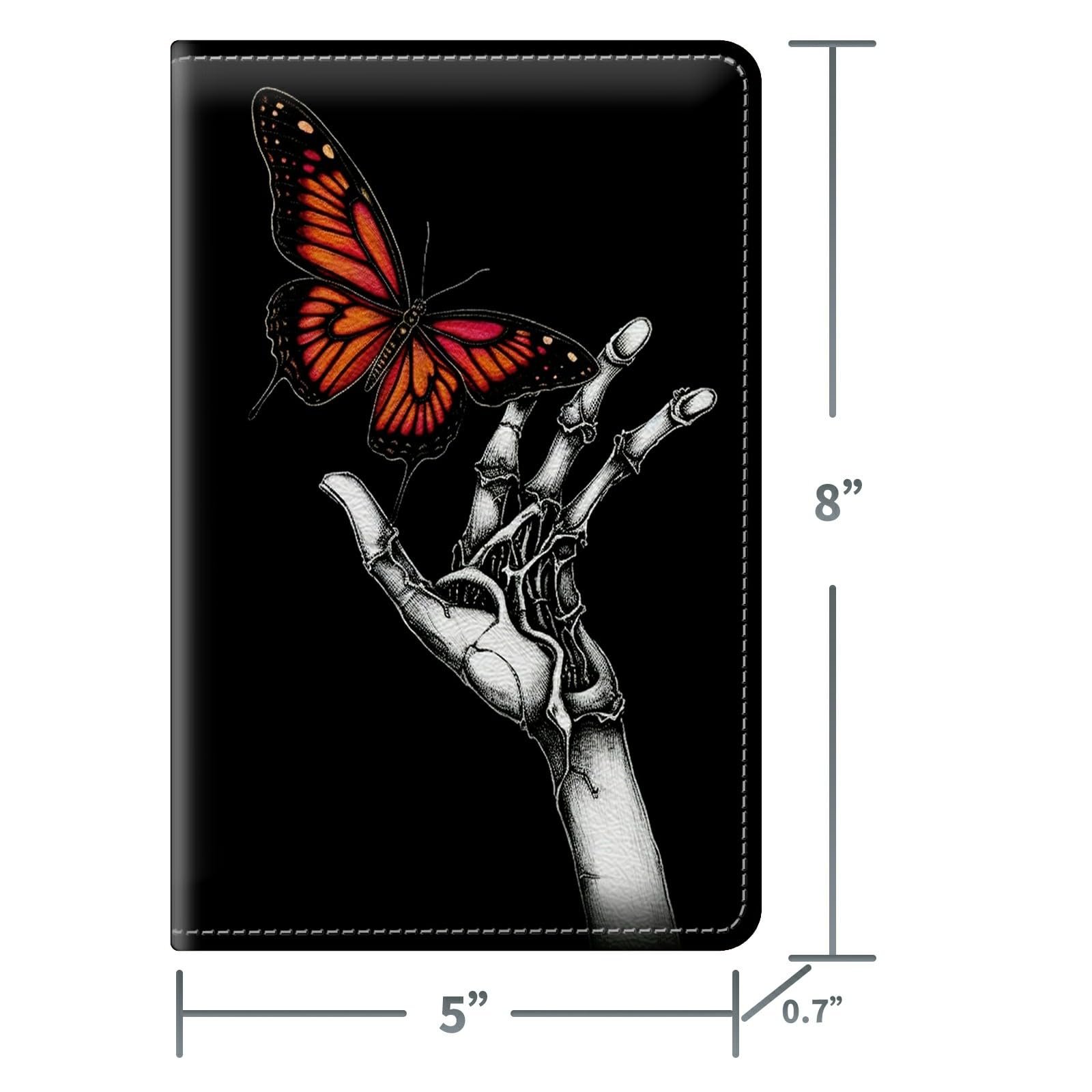 Hand Skull Cute Server Books for Waitress, Leather Waiter Book Server Wallet with Zipper Money Pocket, 5 * 8 Waitress Ticket Book Holder Restaurant Waitstaff Organizer with Pen Holder Fit