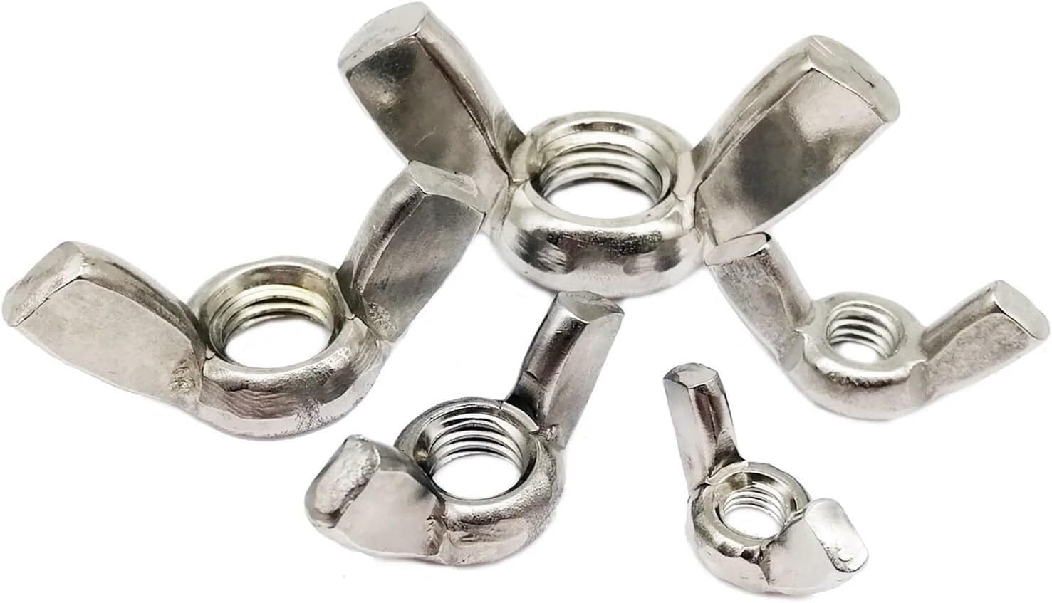 CFFQDQUANB Wing Nuts and Bolts 2/5/10pcs M3 M4 M5 M6 M8 M10 M12 304 Stainless Steel Adjust Thumb Nut Hand Adjust Thumbnut Ear Wing Nut Hardware Nut(10pcs M6)