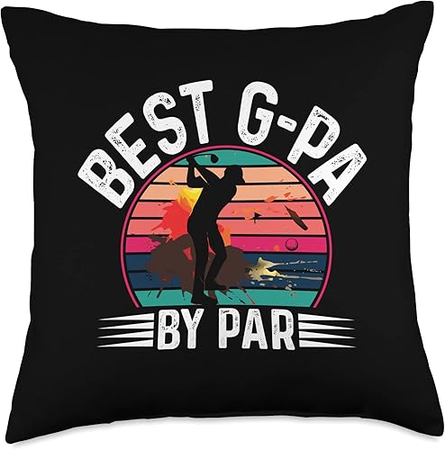 Best G-pa by Par Father's Day Grandpa Humor Golfing Throw Pillow, 18x18, Multicolor