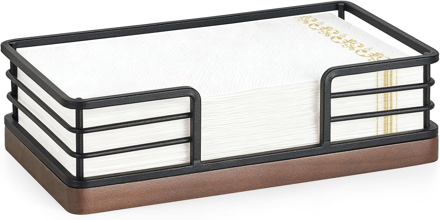 Mkono Bathroom Napkins Holder, Wooden Guest Towel Holder Hand Towel Tray