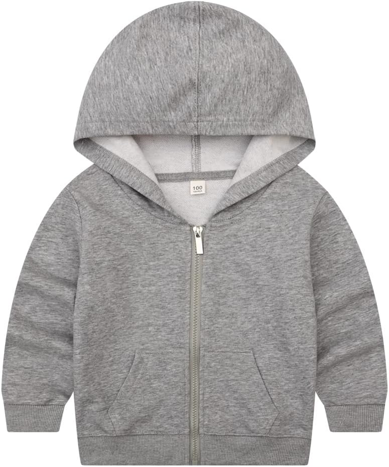 DINGDONG'S CLOSET Kid Toddler Boy Girl Solid Multi-Color Basic Cotton Hoodie Hooded Zip Up Sweatshirts Pullover Jacket