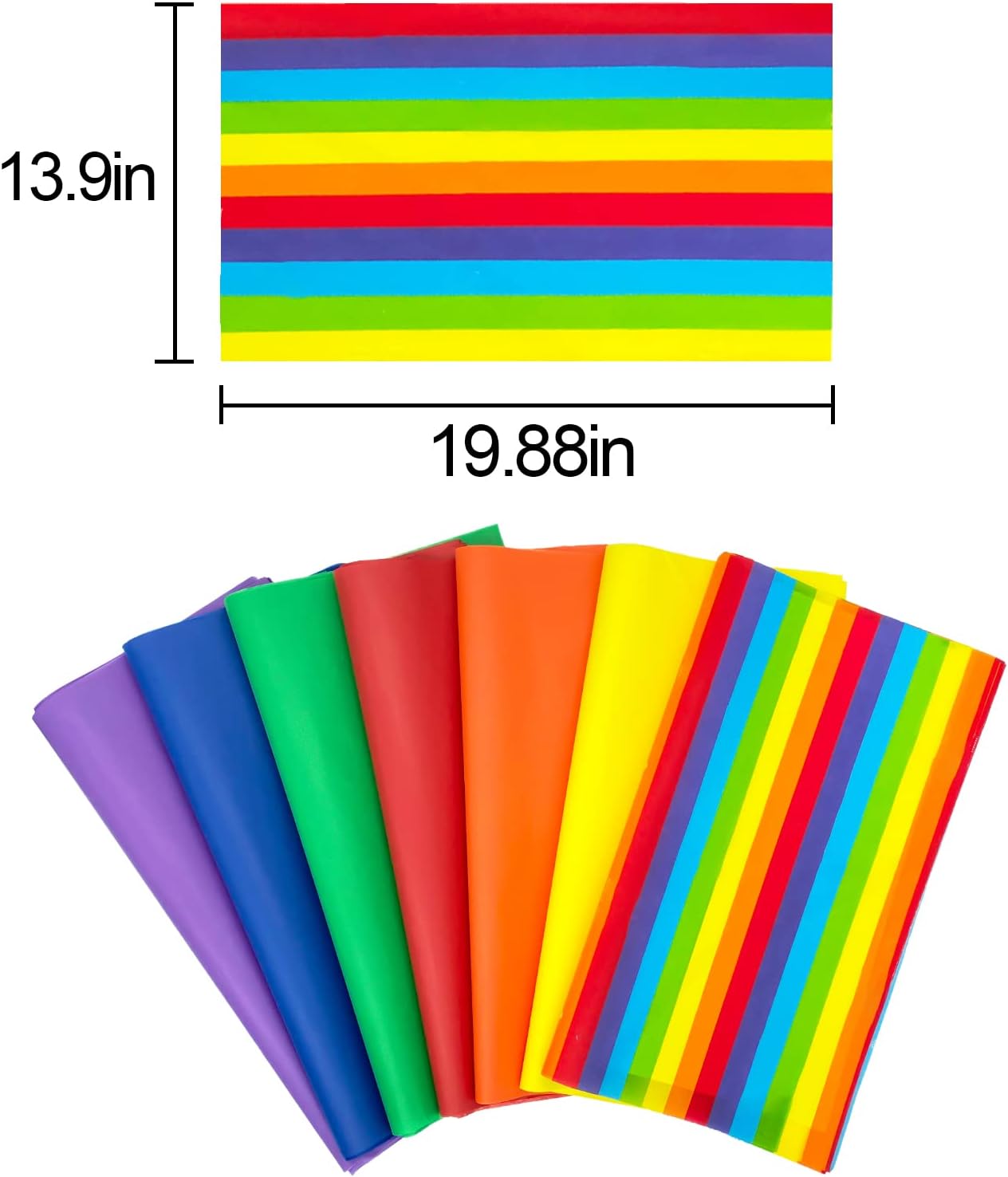 Mauts-inus 130 Sheet Rainbow Tissue Paper - Classic Rainbow Colors - Gift Wrapping Paper for DIY Art Crafts, Parties & Occasions