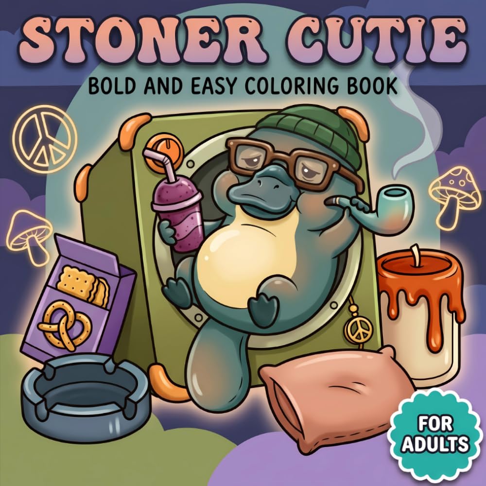 Stoner Cutie: Cute and Simple Coloring Book for Adults Featuring Psychedelic Adorable Characters for Stress Relief and Relaxation