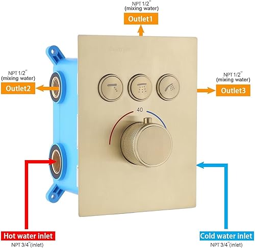 Miniatura 7 de Backnets Sistema de ducha negro mate de montaje en techo de 16 pulgadas con rociadores de cuerpo encendidoapagado de alta presión, sistema de grifo