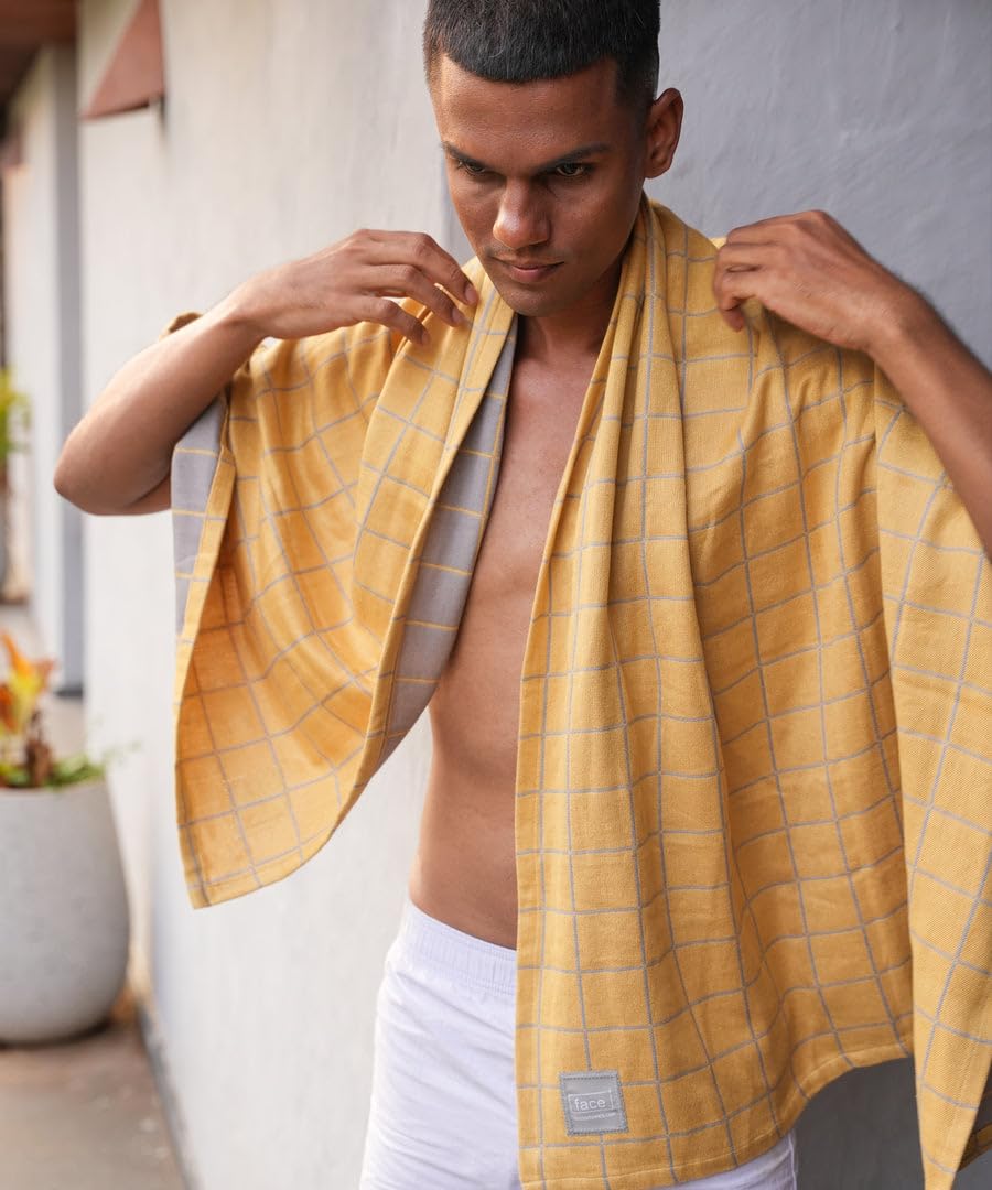 Sponsored Ad - Doctor Towels World's First Banana Double Cloth Bath Towel | Clinically Tested to Help Reduce Acne | Designed for Sensitive Skin | Super Soft Towels for Bath Large Size - Golden