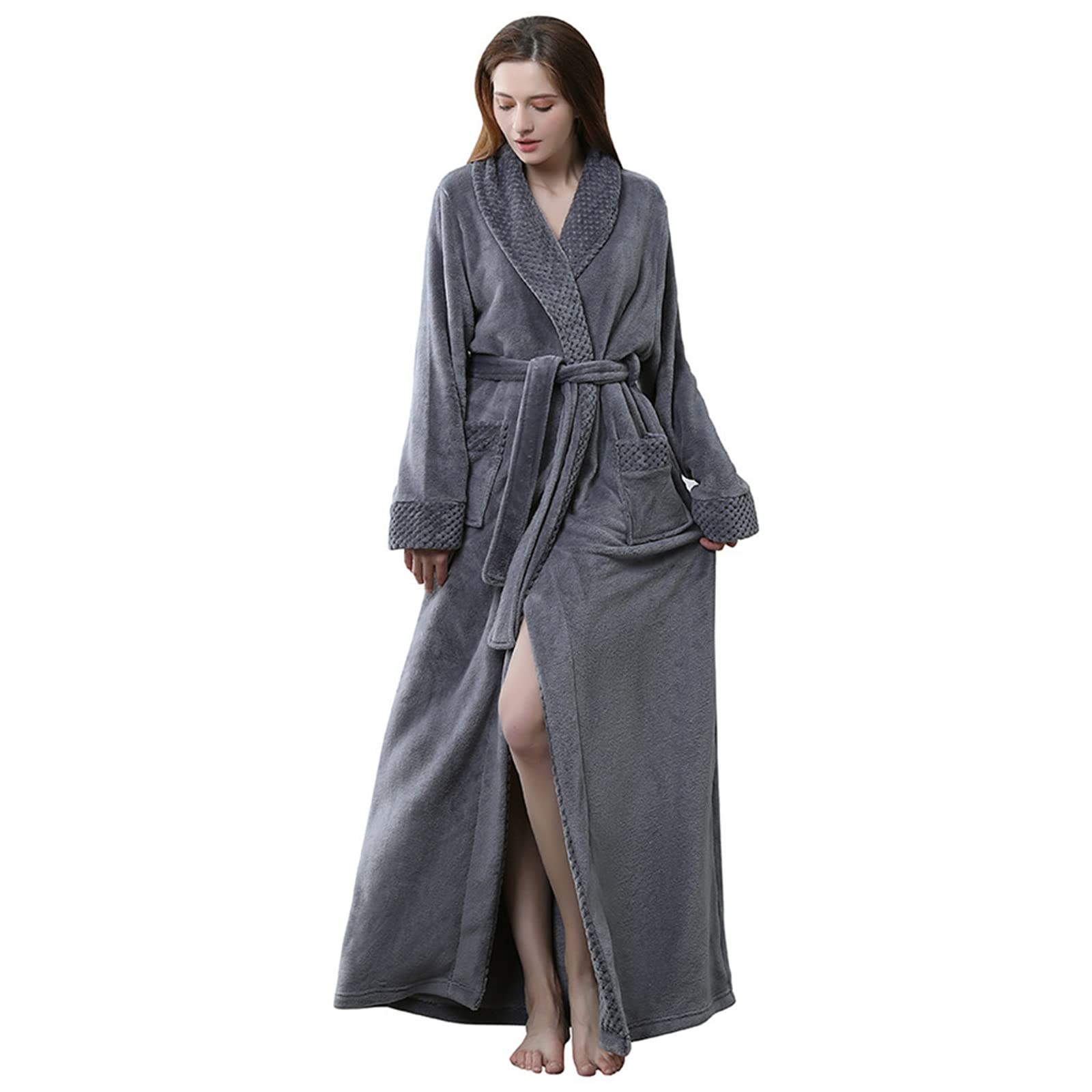 FashGudim Heren badjas met capuchon van pluche met zwarte rand, volledige lengte, pluche lange badjas voor heren, groot en lang, warme fleece badjassen, huisbadjassen, Zwart & Grijs, 4XL-5XL Plus Tall FashGudim Heren badjas met capuchon van pluche met zwarte rand, volledige lengte, pluche lange badjas voor heren, groot en lang, warme fleece badjassen, huisbadjassen, Zwart & Grijs, 4XL-5XL Plus Tall