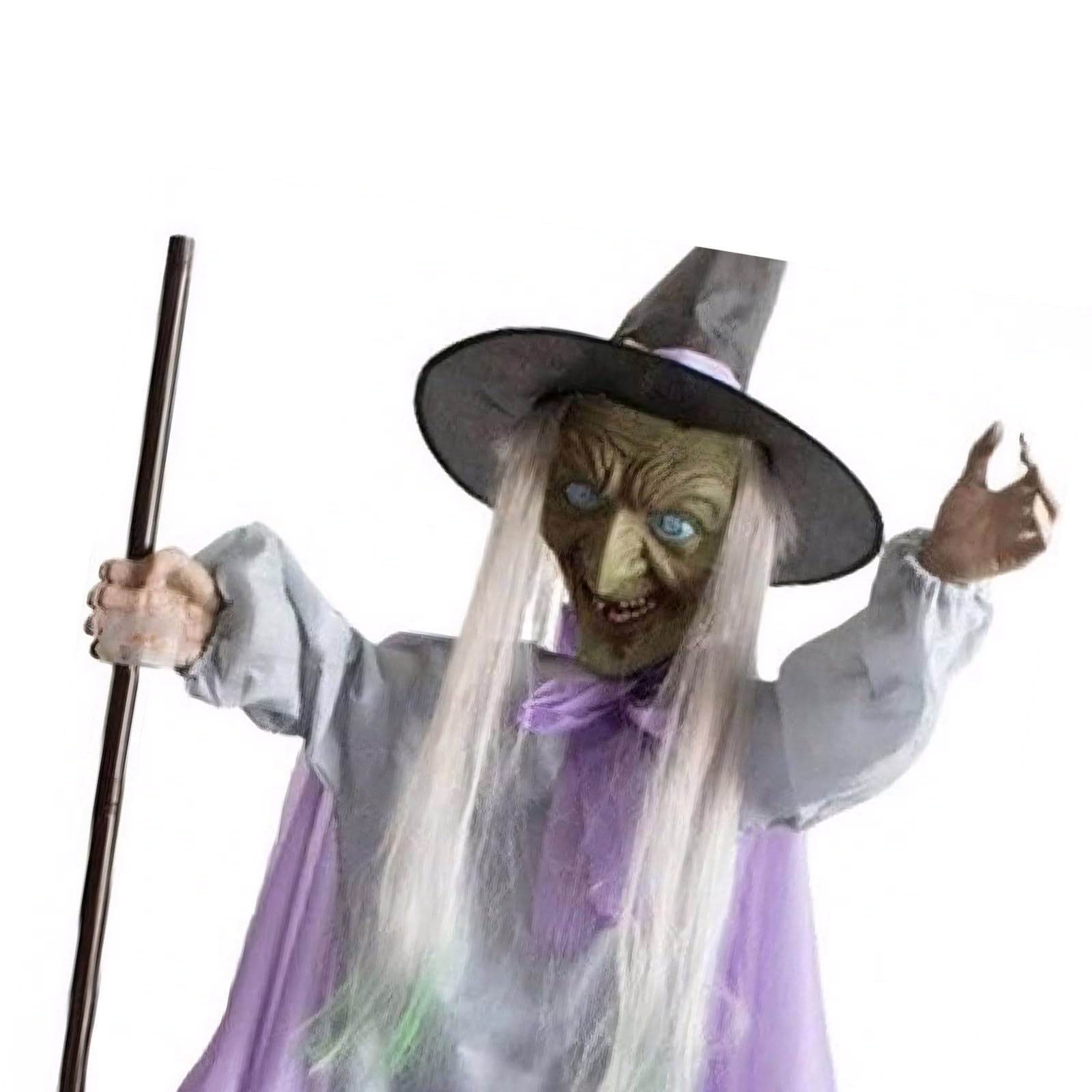 YROHGKPN Glowing Hovering Witch Figure with Lighting Eye Effects Horror Animatronics Props Halloween Decoration Applications Gift Flying Witch Sculpture