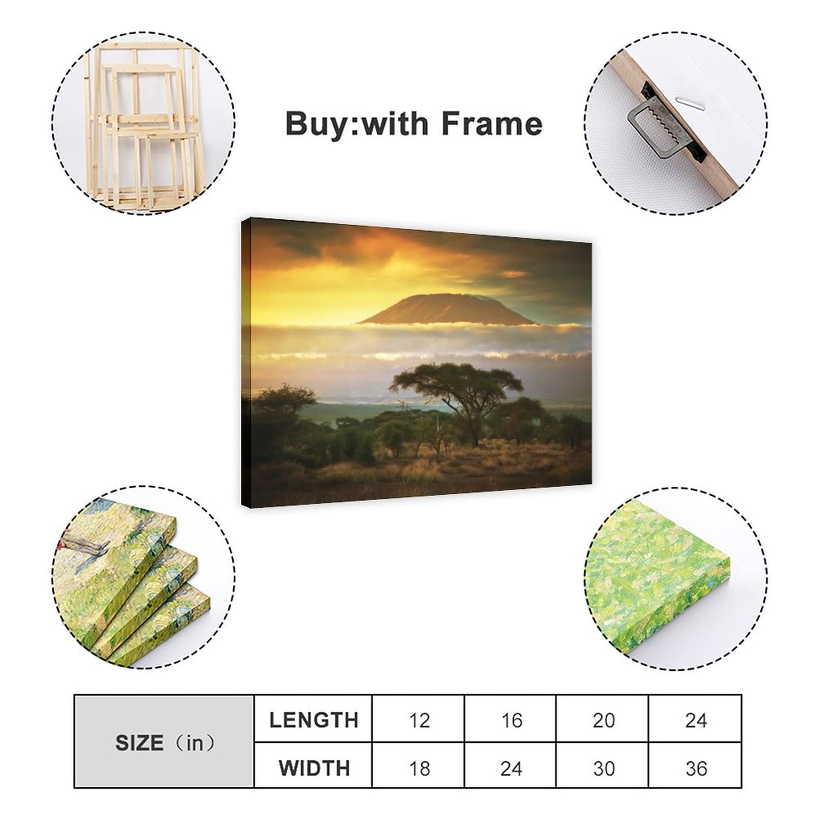 Kilimanjaro Leinwand Poster 40x60cm - Afrikanische Landschaftsbilder Für Wohnzimmer & Büro
