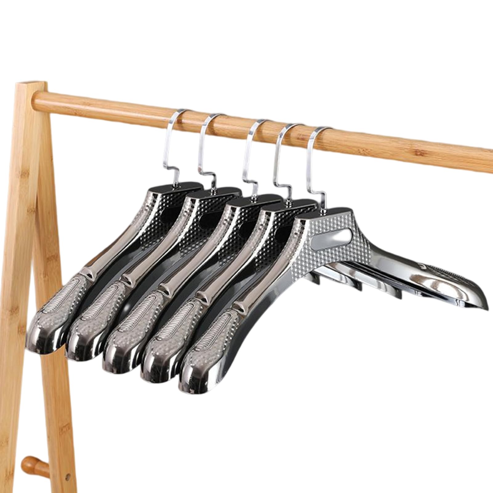 Set di 5 grucce resistenti con barra antiscivolo per pantaloni, ideali per camicetta, vestiti, camicie, giacca, pantaloni, colore: oro