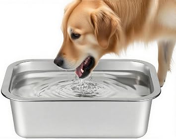 Stainless Steel Dog Bowls 1.25 Gallons for Large Dogs, High Capacity Metal Dog Water Bowls, Food and Water Bowl Outdoor Feeder Dish Plate for Cat, Big, Extra Large Pet L