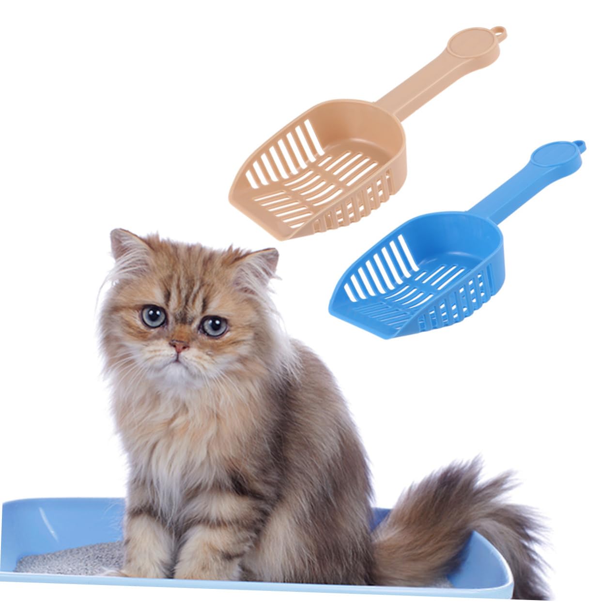 Katzenstreu-Schaufel, 2-teiliges Katzenstreu-Reinigungsset inklusive Aufbewahrungsbehälter (Farbe zufällig)