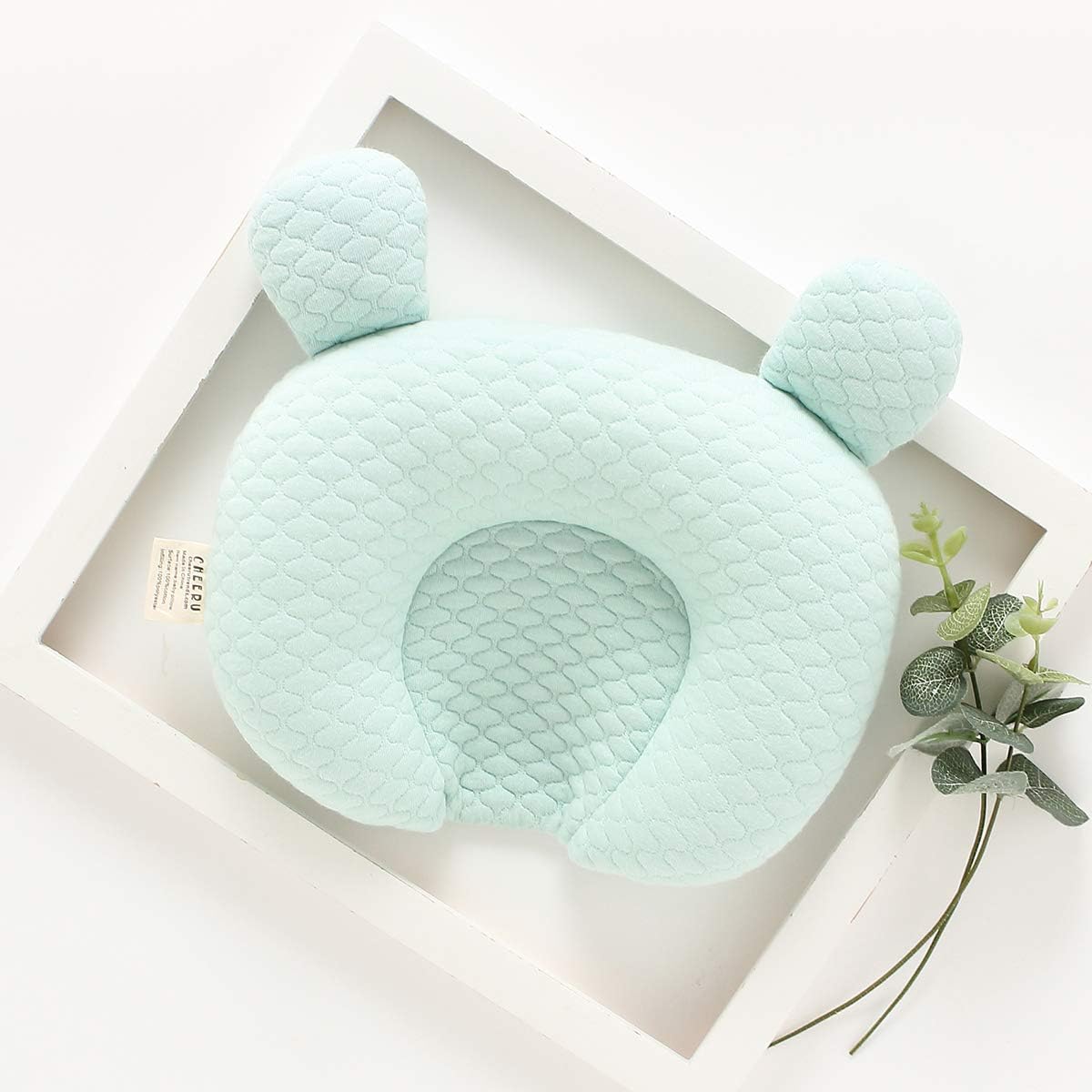 Baby Flat Head Preventing Pillow for Newborn Infant Toddler Neck Support Pillow Baby Nursery Pillow with Small Particle Pearl Cotton Stuffing (Green) : Baby