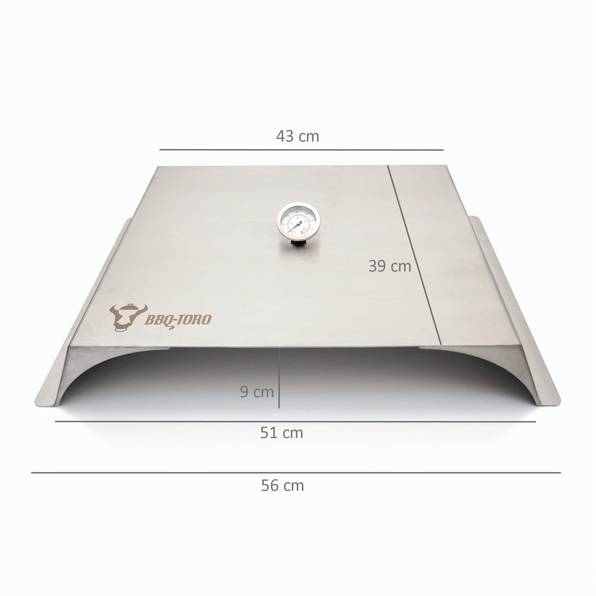BBQ-Toro Inserto per Pizza per Barbecue a Gas Acciaio Inox 56 x 39 cm Cover Con Termometro