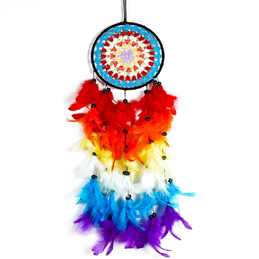 EasyBravo Dream Catcher with 6 Tier Color Feather Handmade Boho Wall Hanging Decor for Kids Bedroom Living Home Decoration
