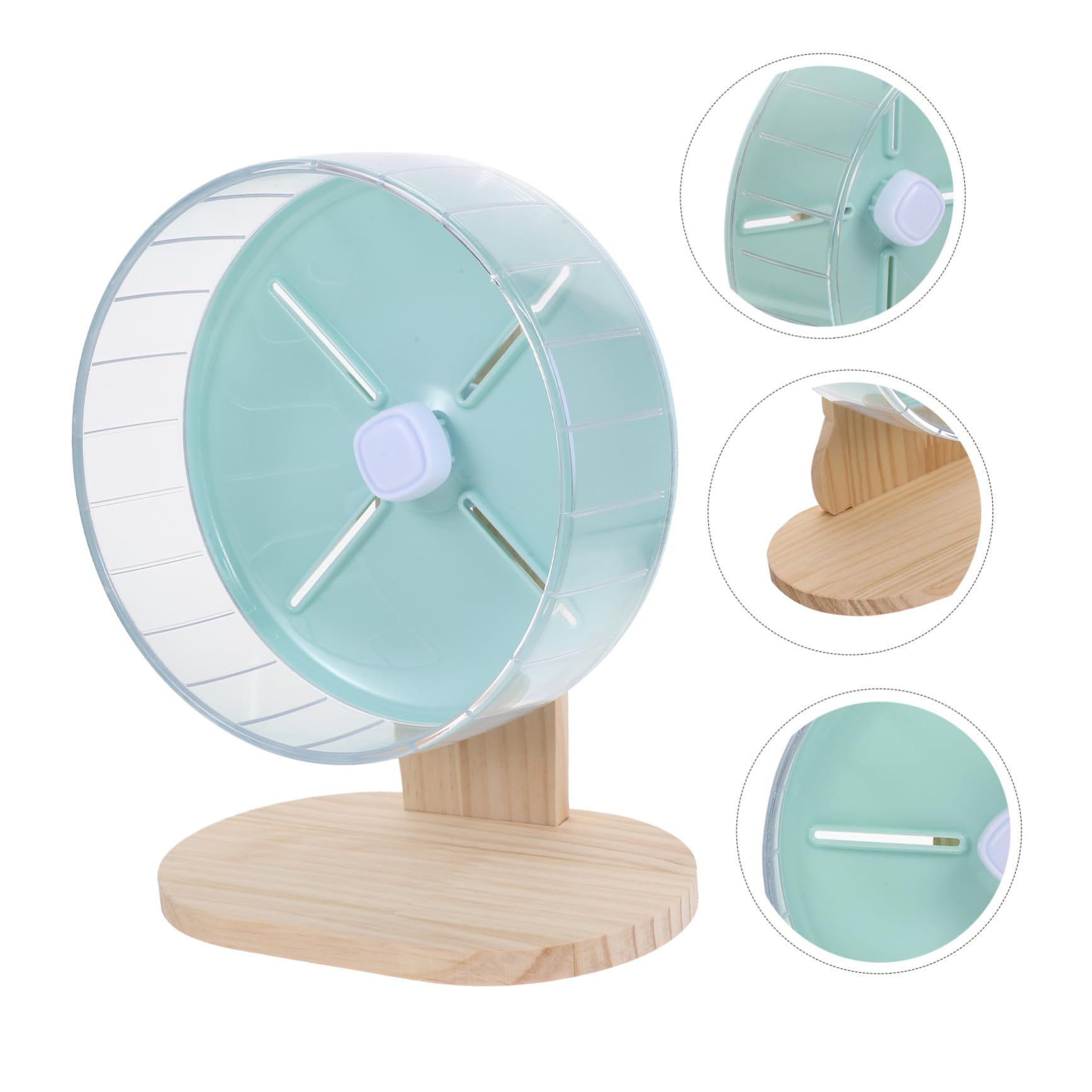 Mikikit Rueda de Hámster Silenciosa de 20 Cm Base de Madera Abs, Pequeña y Estable para Ejercicio de Animales Pequeños en Jaulas de Mascotas