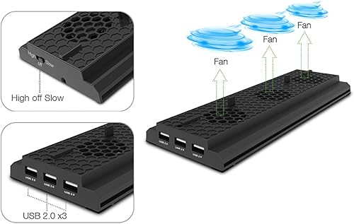 Miniatura 2 de Soporte de refrigeración vertical compatible con Xbox One X, soporte de ventilador de refrigeración compatible con Xbox One X con 3 puertos USB y