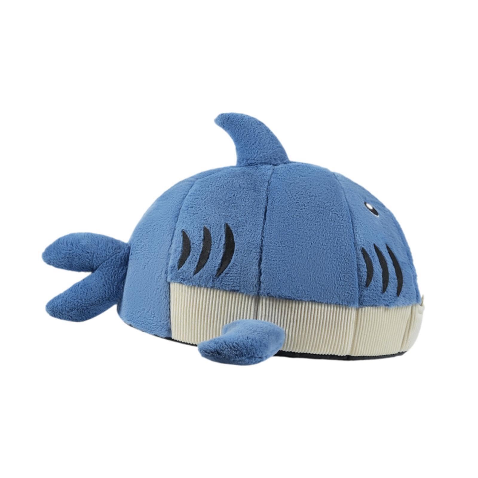 Lit grotte pour chats et petits chiens Ailan requin gris avec tapis doux amovible