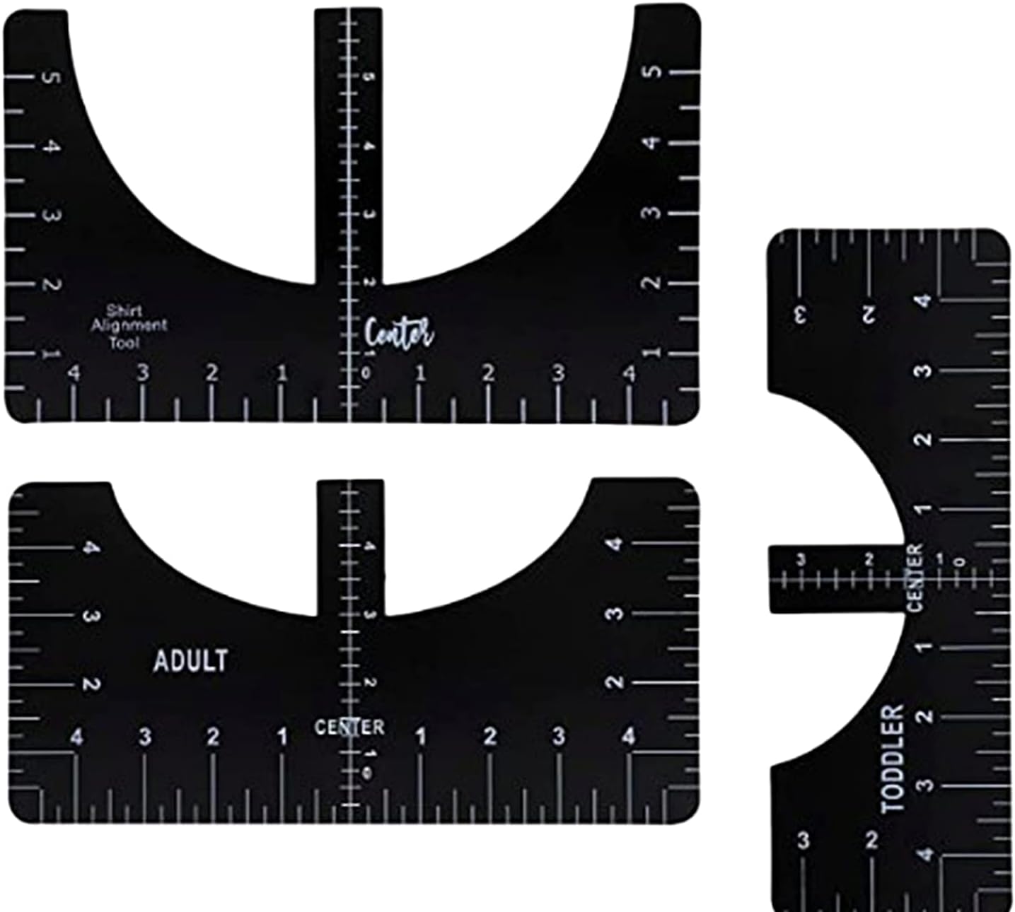 LaDeco T-Shirt Ruler Tool Alignment Craft Tool Guide for Center Designs 5PCS Black