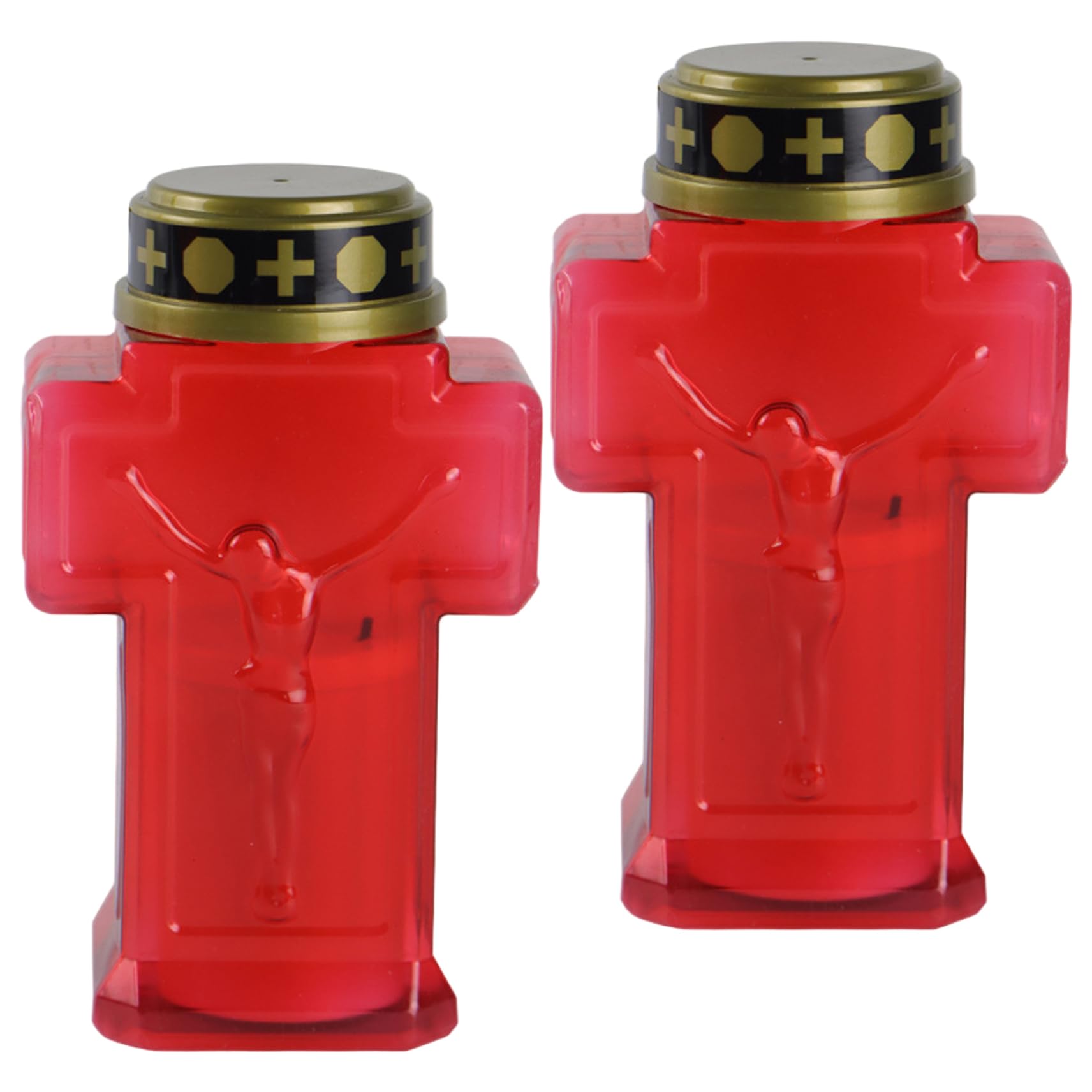 2PCS Flickering Flameless Cross Candles, Battery-Powered Removable LED Grave Decorations for Cemetery, Church Memorial & Remembrance Lighting