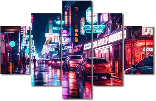 Miniatura 106 de Lienzo decorativo moderno para pared, pintura artística Cyberpunk, impresión de 5 paneles, decoración de lienzo para sala de estar para dormitorio