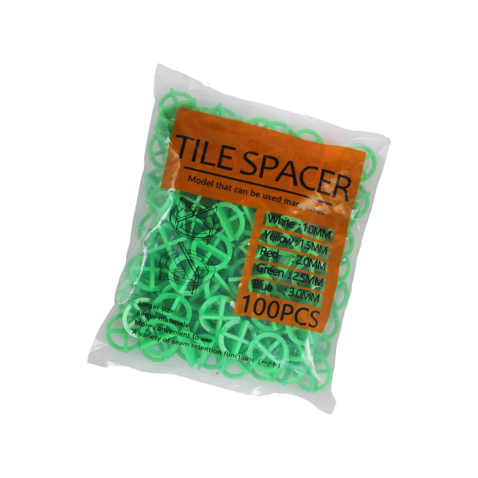 Buxuaaaa 2.5Mm Spacer Set, 100-Pack Pp Floor And Wall Installation With 1Mm 2Mm 3Mm Spacers Round Tiles Spacers