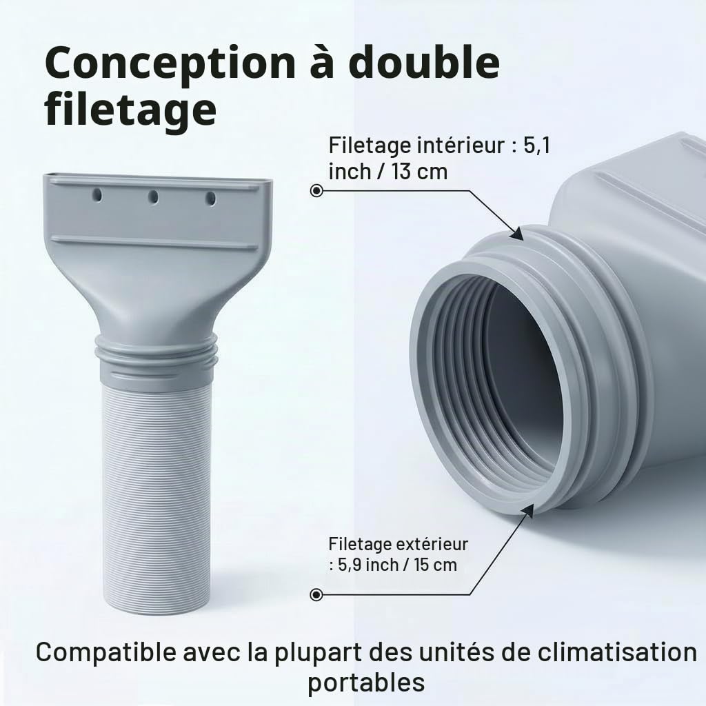 Adaptateur plat pour tuyau d’évacuation de climatiseur fenêtre, 130/150 mm,Adaptateur Plat pour Tuyau Climatiseur Mobile,Raccord pour climatiseur mobile, Extraction,sèche-linge et climatisation auto