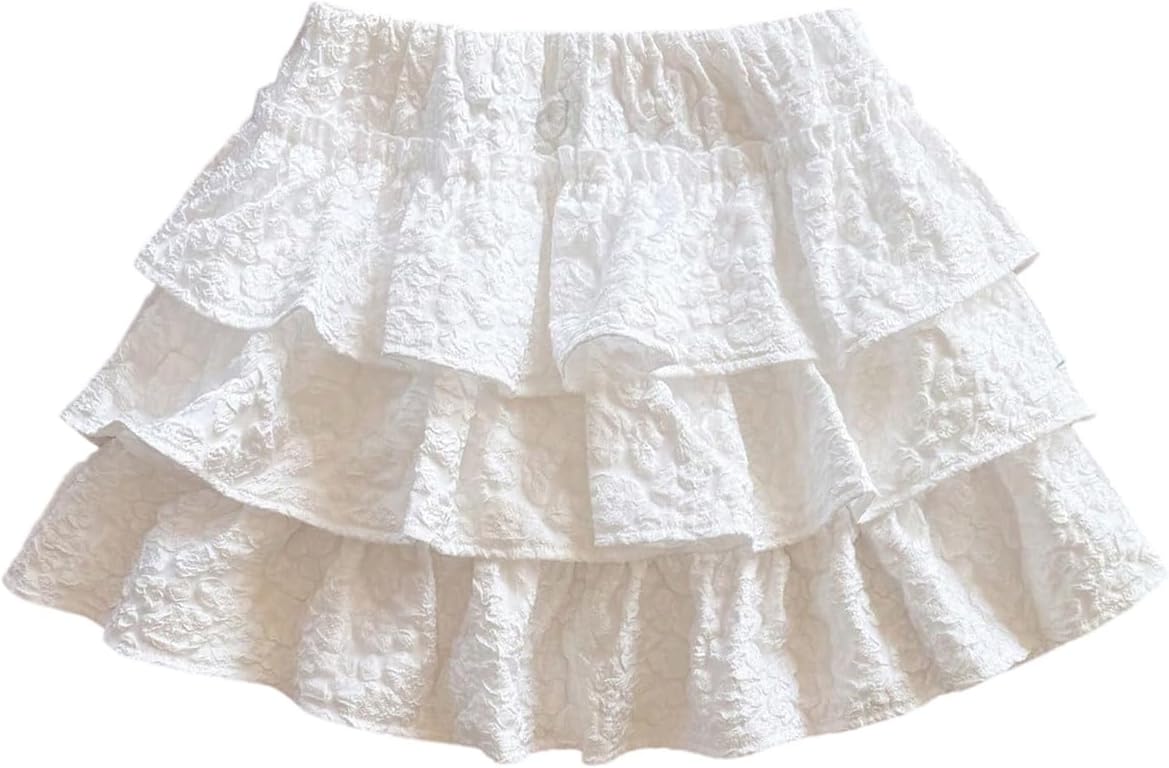 SOLY HUX Girl's Ruffle Mini Skirt Elastic Waist Layered A Line Textured Summer Skirts