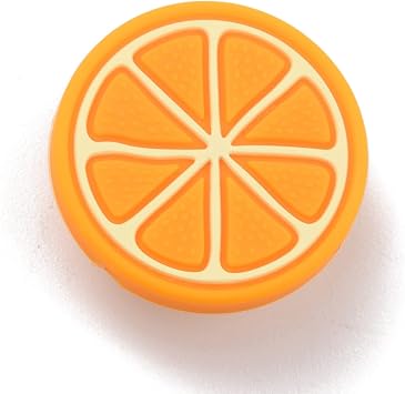 Beadthoven 10pcs Orange Silicone Beads 21.5mm Fruits Charm for DIY Bracelet Necklace Jewelry Making, Loose Rubber Focal for Lanyards Pen Keychain Crafts