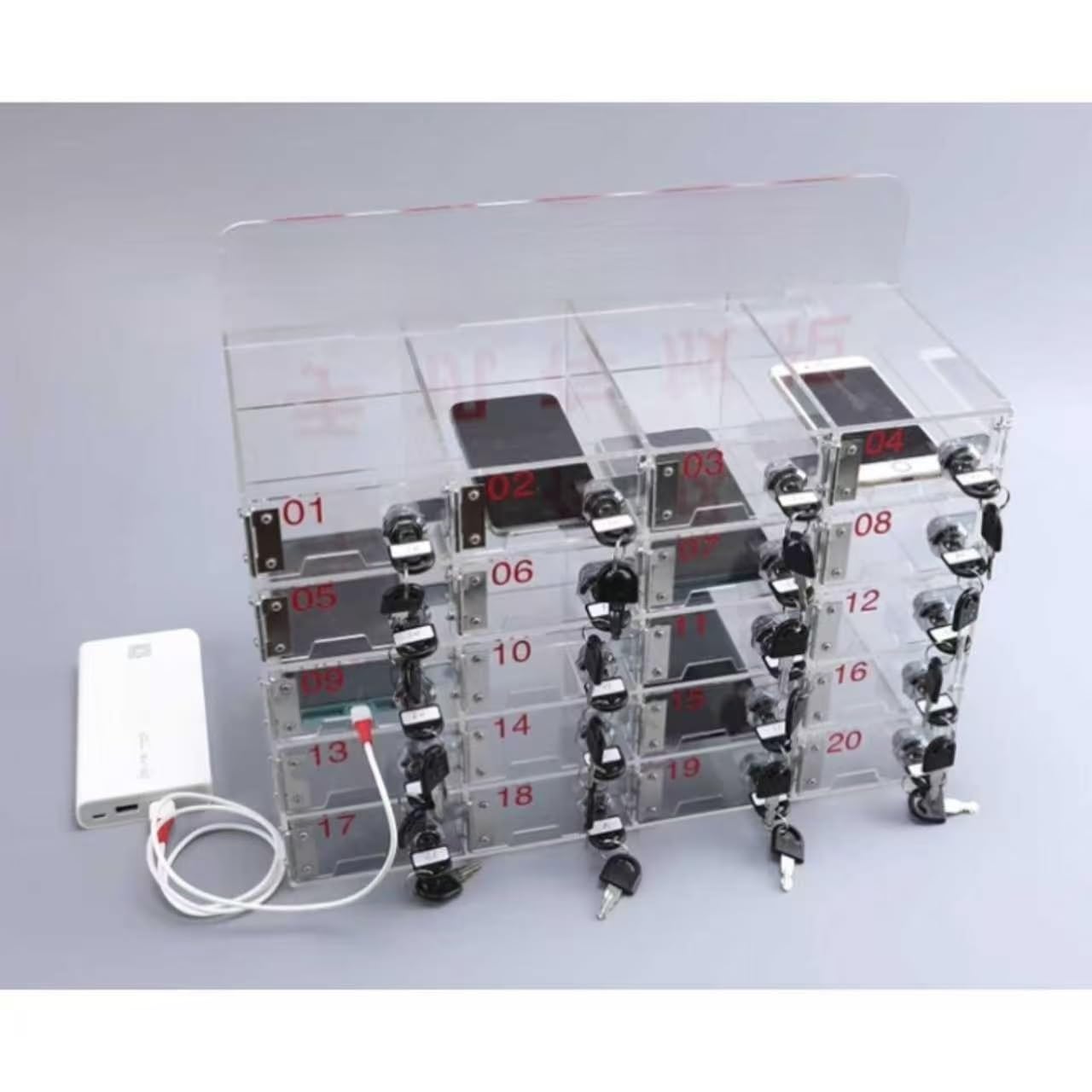 Mobile contenitore per cellulari Mobile contenitore in acrilico con 6-60 scomparti per cellulari Installazione a parete(15)
