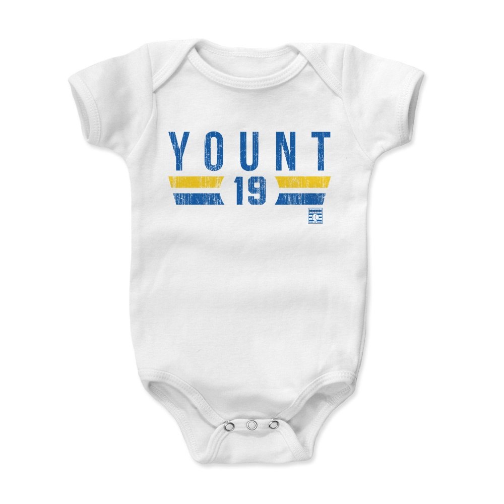 500 LEVEL Robin Yount Baby Infant One Piece Bodysuit (6M, White) - Robin Yount Font B