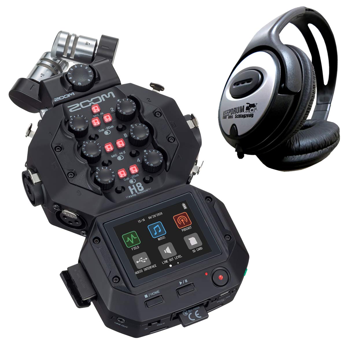 Zoom H8 przenośny cyfrowy dyktafon audio + słuchawki keepdrum