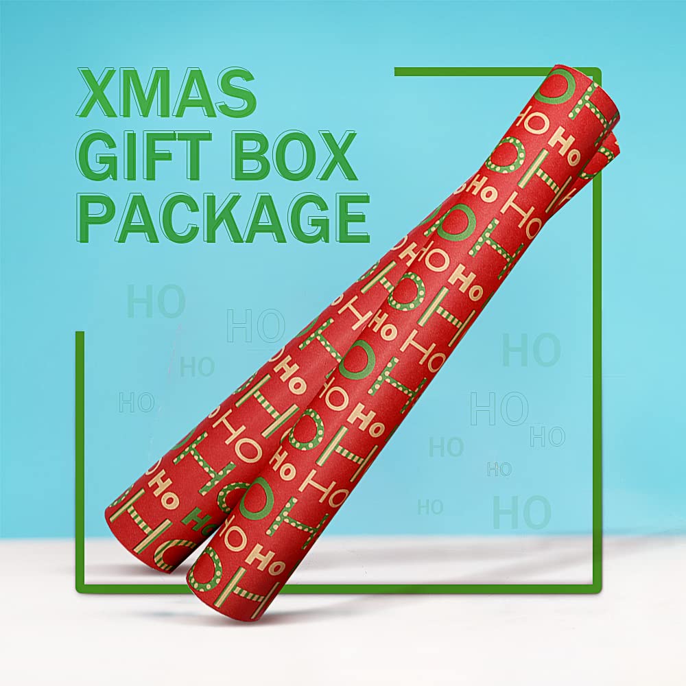 Rouleau De Papier D'Emballage Cadeau De Noël Kraft - 16 M X 43 Cm - Motif Festif (Sapin, Cerf, Maison) - Recyclable