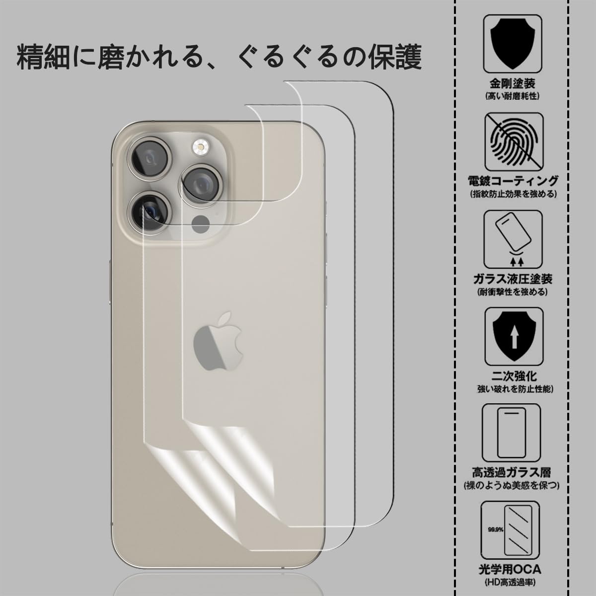 Amazon | 【2枚入り】iPhone 15 Pro Max 保護フィルム 背面 専用