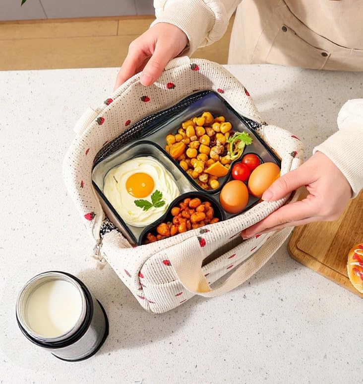 RJEU Lunchbox voor Vrouwen, Geïsoleerde Lunchtas voor Volwassenen, Lekvrije Lunchtas Koeltas voor Werk, School, Picknick, Feest (Khaki Beige