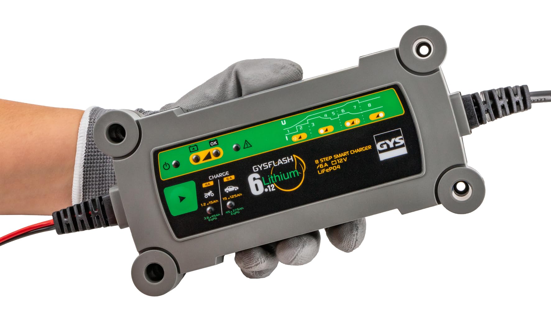 GYS Cargador de batería de Coche para Coche Moto | Potección contra cortocircuito 029729