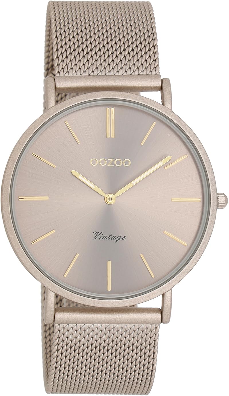 Oozoo Vintage Herren Uhr - Armbanduhr Herren mit 20mm Mesh Armband - Analoge Herren Armbanduhr in rund - auch als Damen Uhr passend