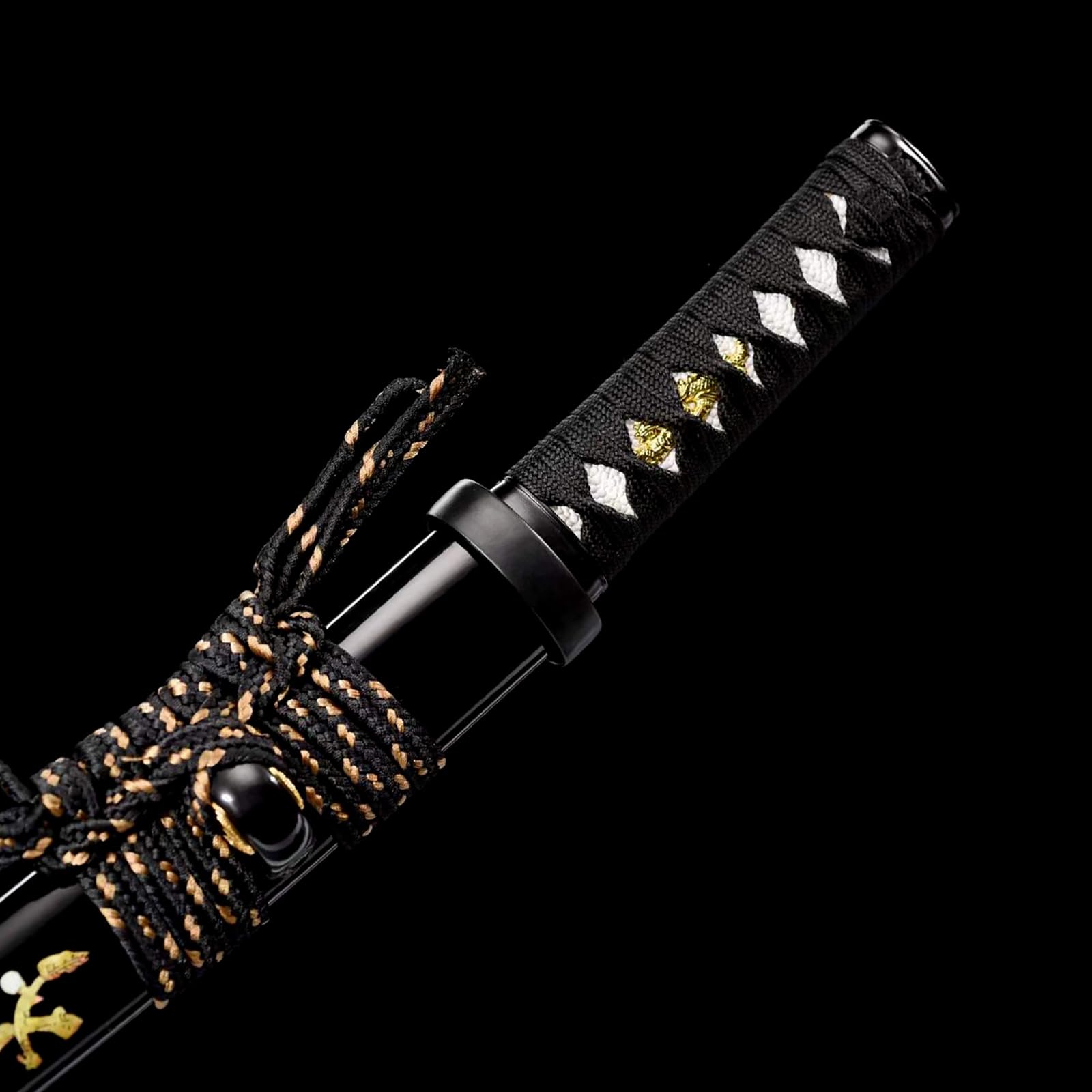 52,5cm handgefertigtes Wakizashi,Klinge aus T10-Stahl mit handgebranntem Wellenmuster,Scheide aus massivem Holz mit Lack,echtes Katana-Schwert für Geschenke,Sammlung,Spielen,Selbstverteidigung,Fitness