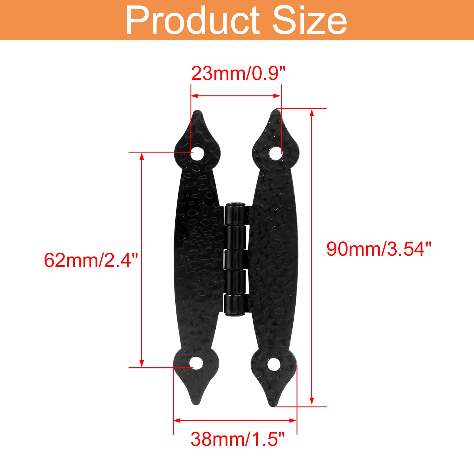 Black H-Shape Cabinet Hinges - 12 Pack -2