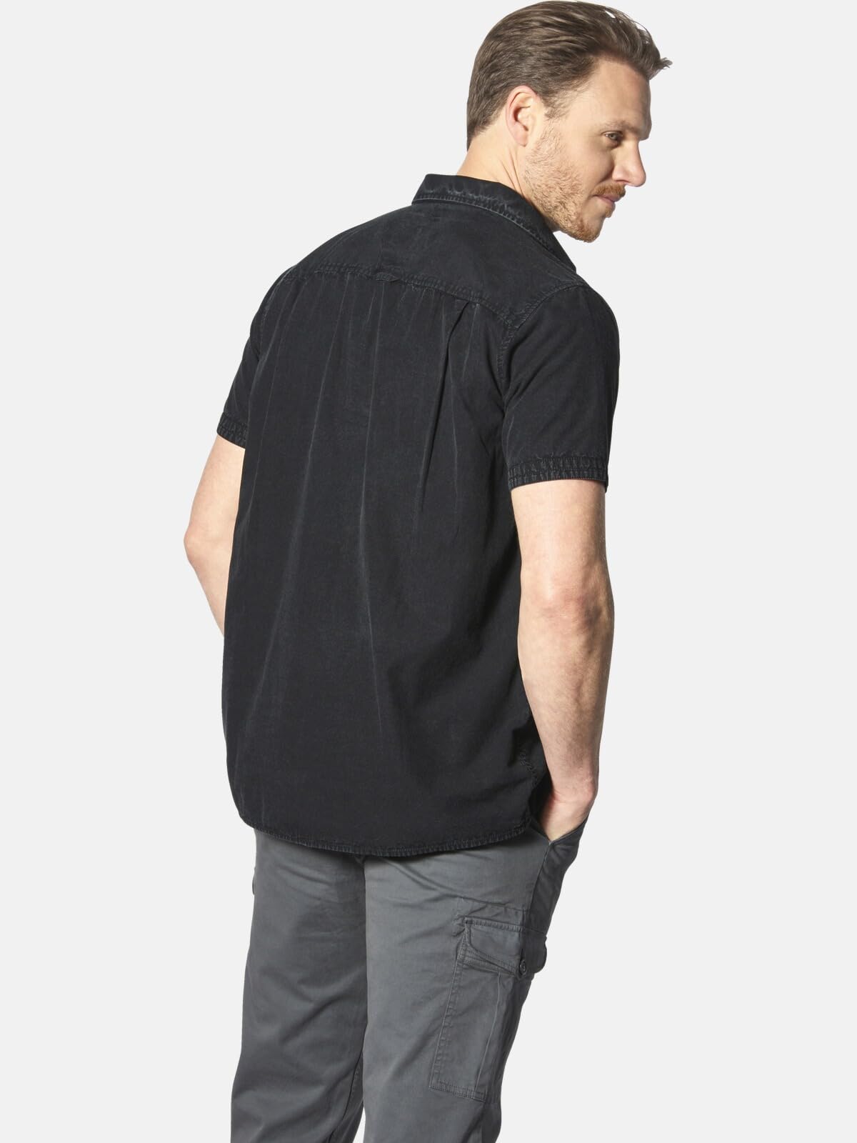 Jan Vanderstorm Herren Kurzarmhemd Alpri | aus 100% Baumwolle mit Acid-Wascheffekt, bequemer Comfort-Fit für Männer, Kentkragen-Details, große Größen L–7XL